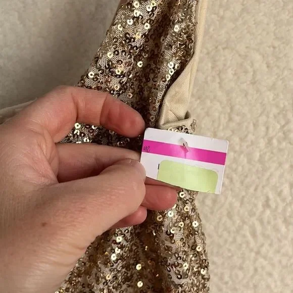 Raga Jumpsuit Womens XS Gold‎ Sequin Spaghetti Strap - Picture 7 of 14